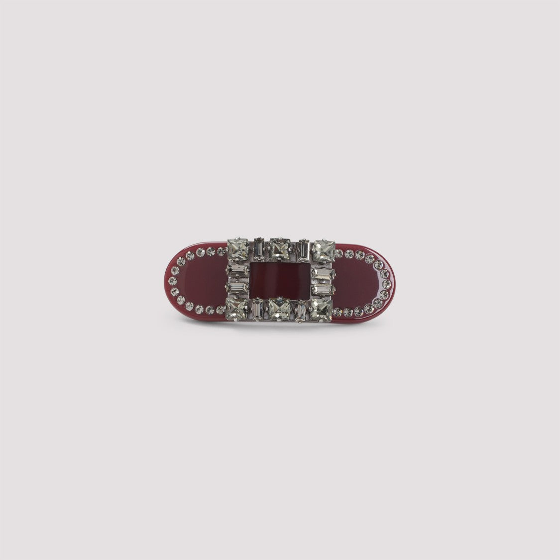 Roger Vivier Dark Bordeaux Acetate Tres Strass Hair Clip