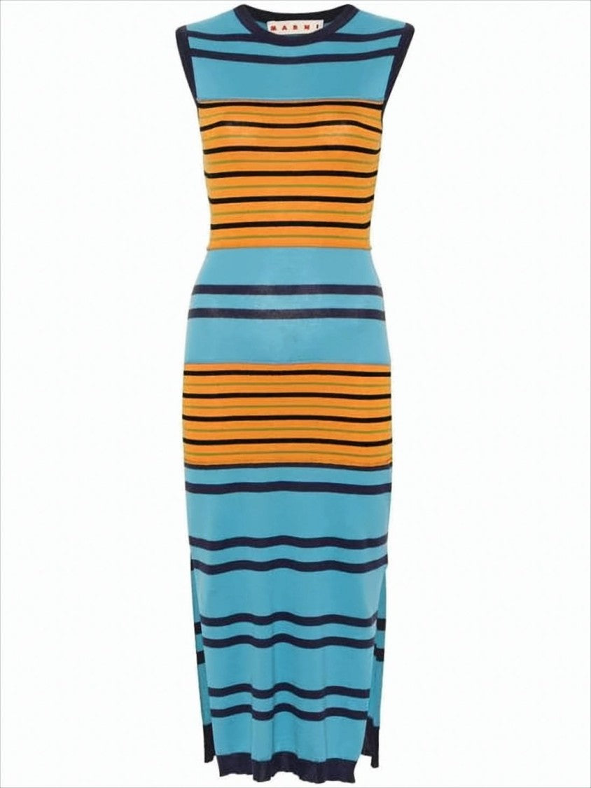 Marni Fitted Striped Midi Dress