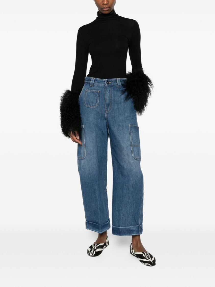 Givenchy Denim Blue Silk And Nylon Jeans