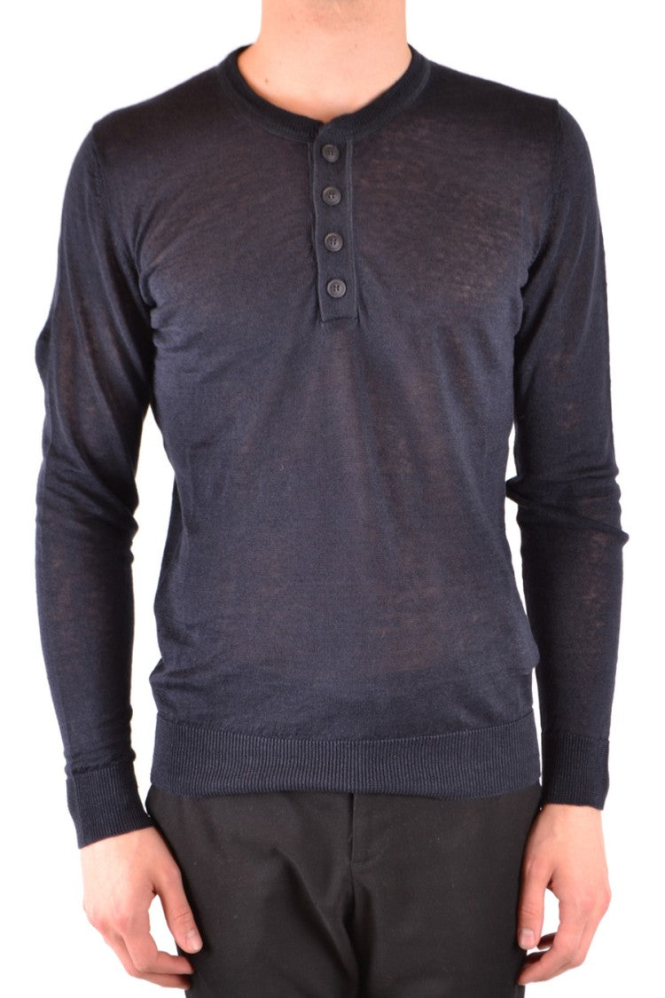 Woolrich Lightweight Linen Sweater With Buttoned Neckline