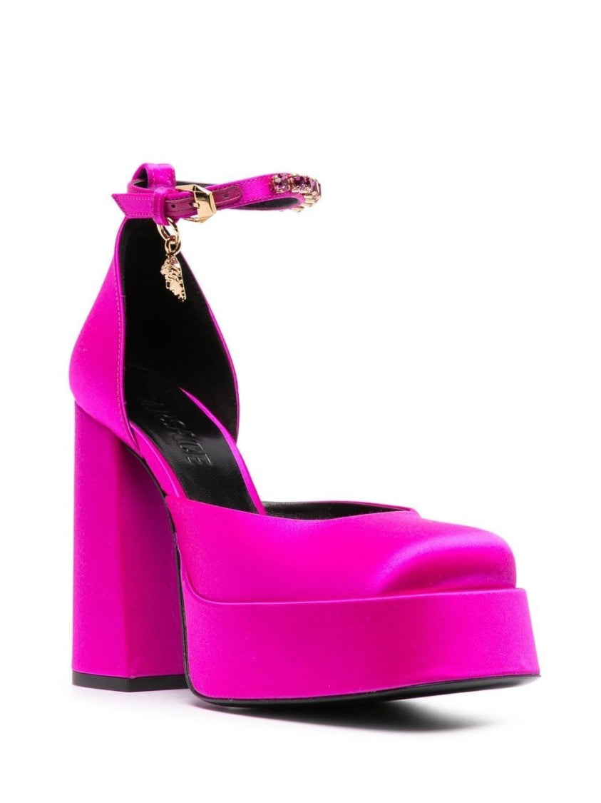 Versace Fuchsia Satin Medusa Aevitas 125Mm Pumps