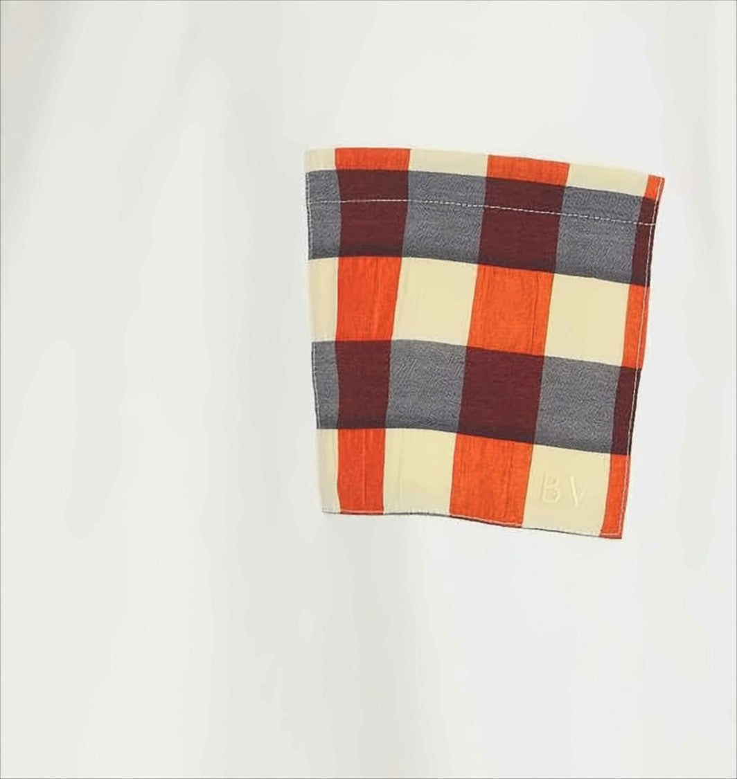 Bottega Veneta Checkered Patch Pocket White Cotton T-Shirt