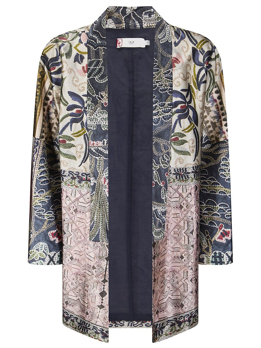 Hui Chinese-Style Printed Silk Jacket With Mandarin Collar And Button Closures