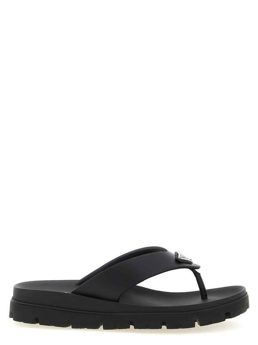 Prada Triangle Logo Sandals