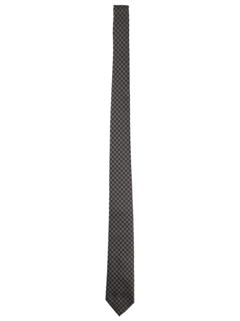 Dior Silk Tie With Subtle Diamond Pattern