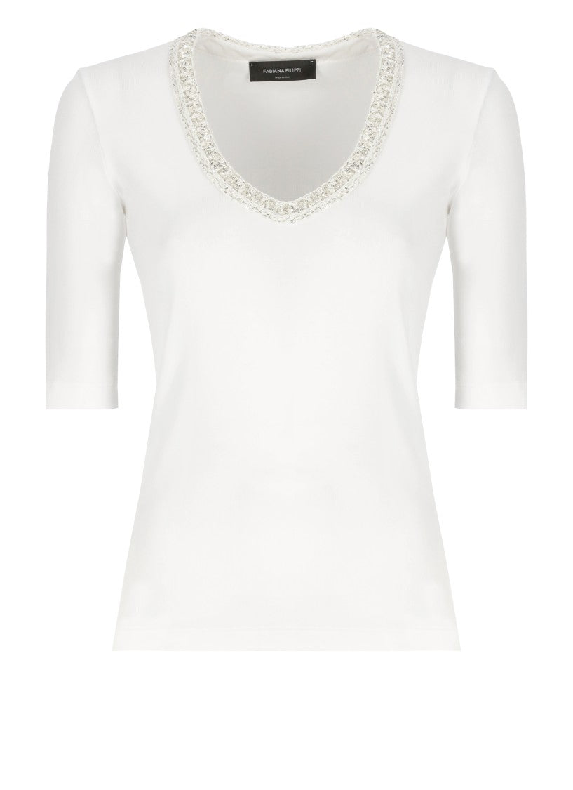 Fabiana Filippi White Cotton T-Shirt