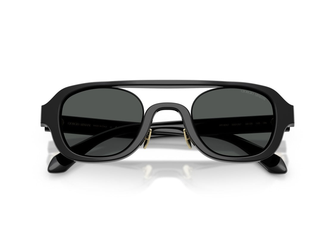 Giorgio Armani Black 0Ar8247 Gold Acetate Oversized Sunglasses