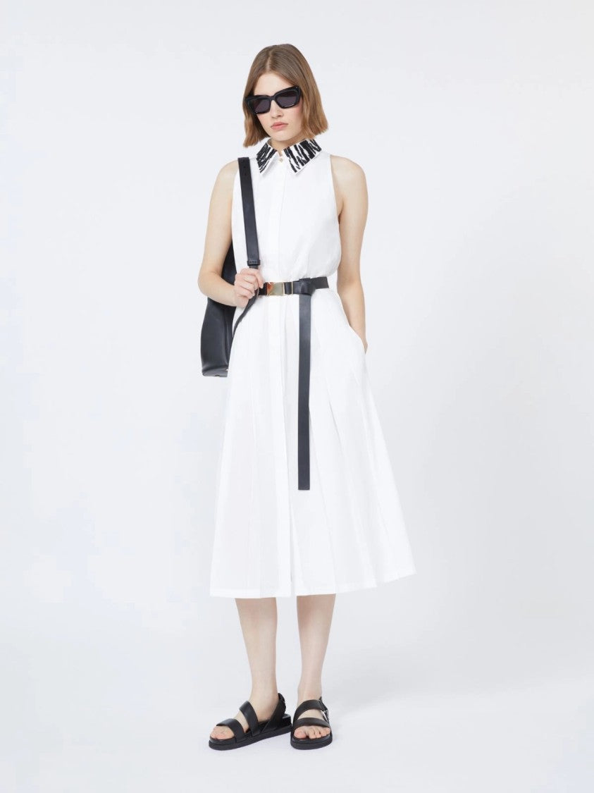 Max Mara Sleeveless Midi Dress With Pointed Collar