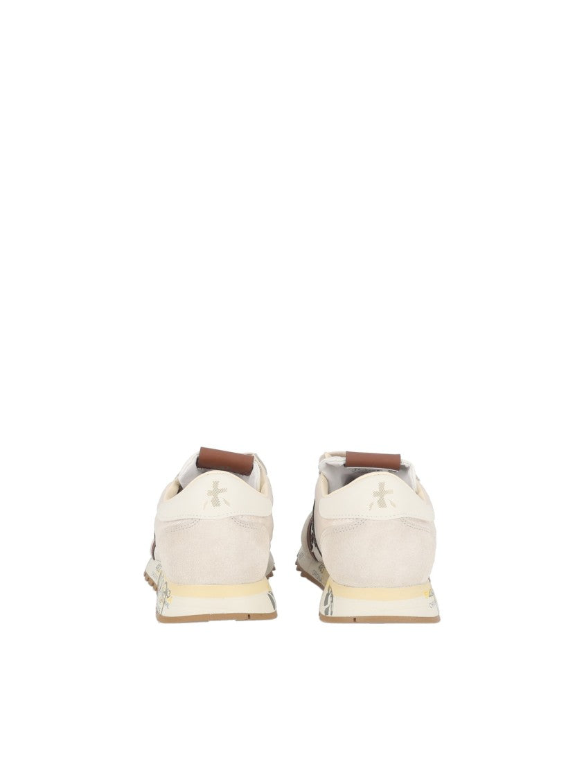 Premiata White Lucyd0.1 Leather Fabric Low-Top Sneakers