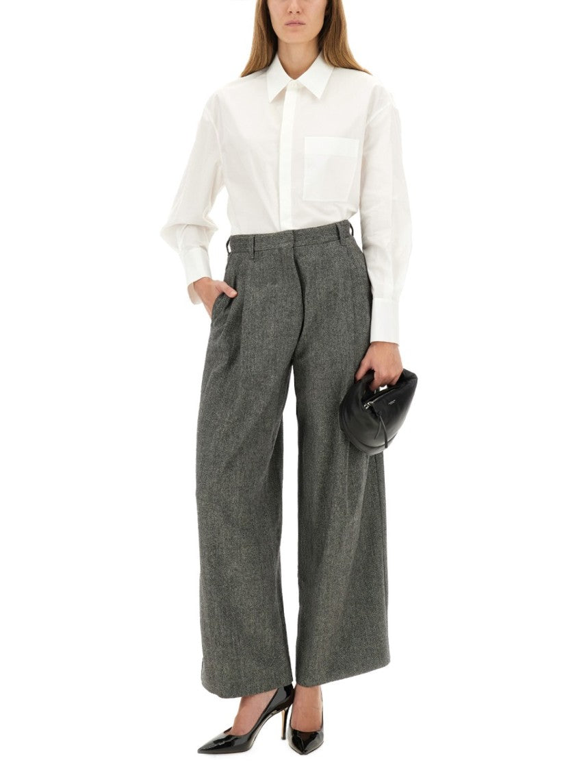 Max Mara Wide-Leg Textured Pants With High Waist And Relaxed Fit