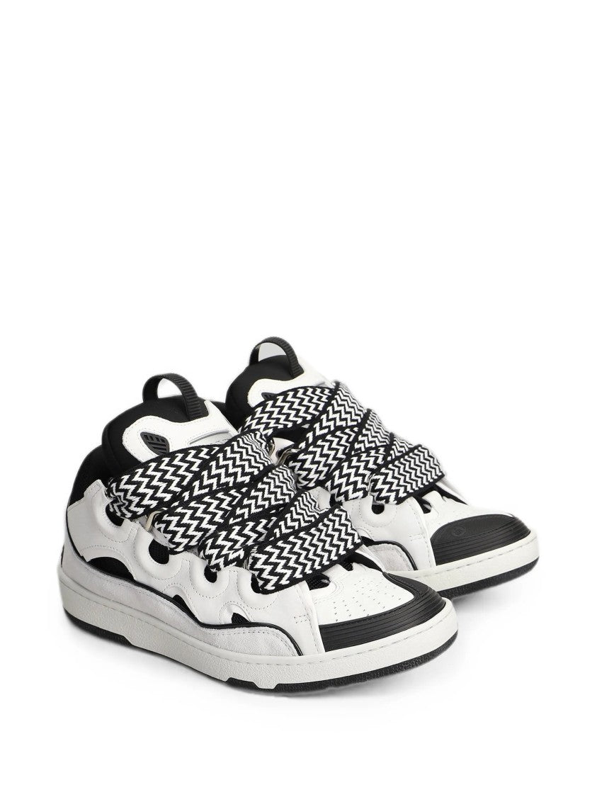 Lanvin Bicolor Low-Top Sneakers With Zigzag Laces
