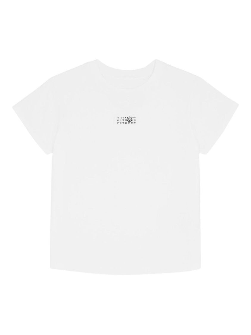Mm6 By Maison Margiela Relaxed Fit White Cotton T-Shirt With Centered Logo