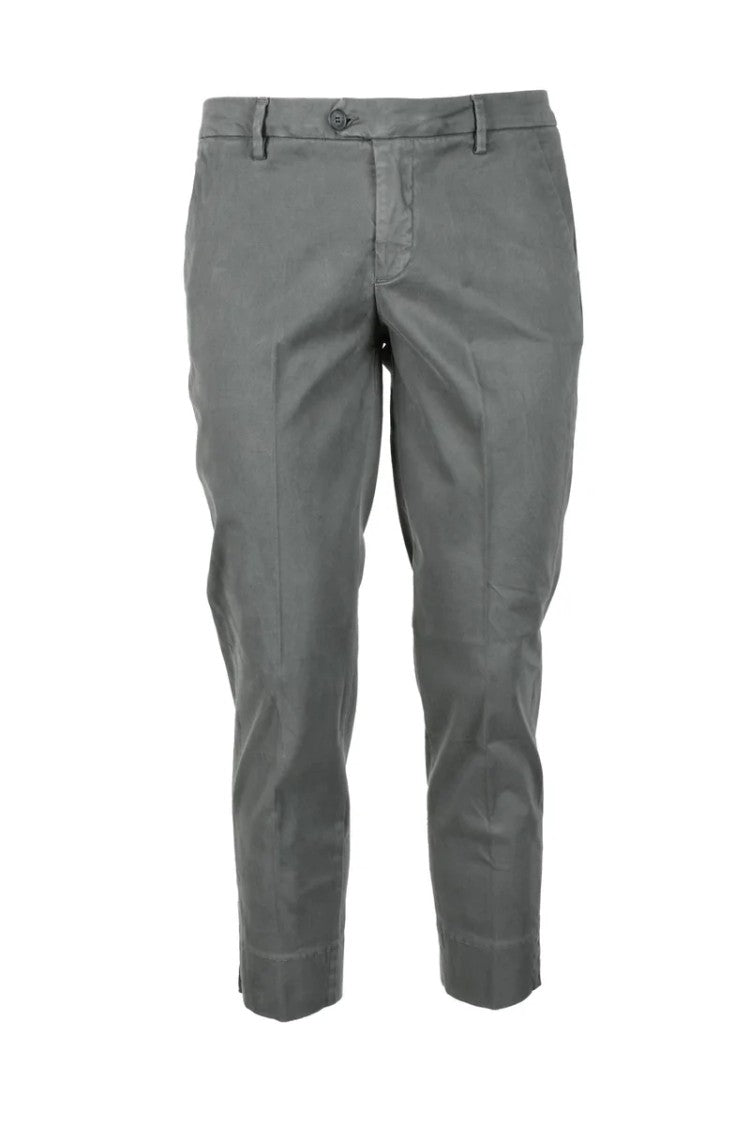 Bonheur Tailored Grey Cotton Stretch Trousers With Modern Fit