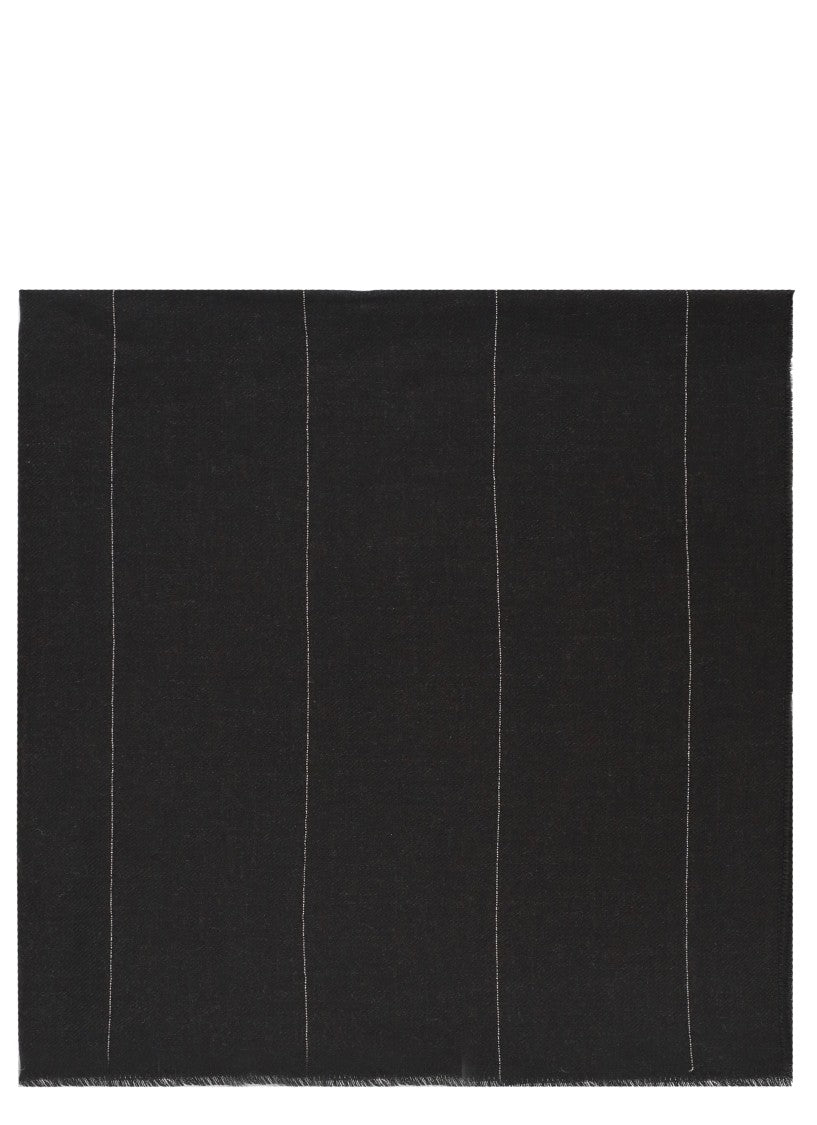 Peserico Dark Brown Beaded Wool Scarf