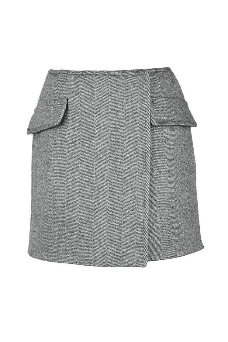 Sportmax Mini Suede Skirt - Grey/Black