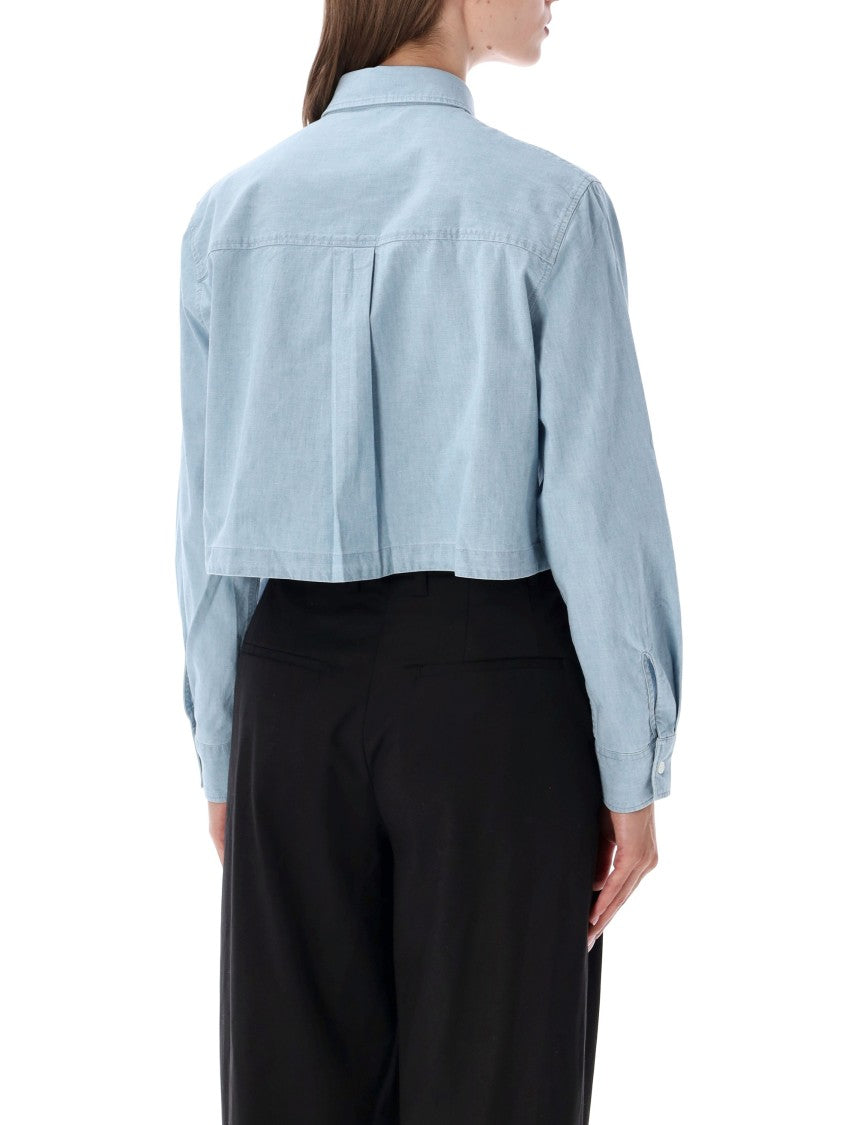 Maison Kitsuné Baby Fox Cropped Cotton Chambray Shirt