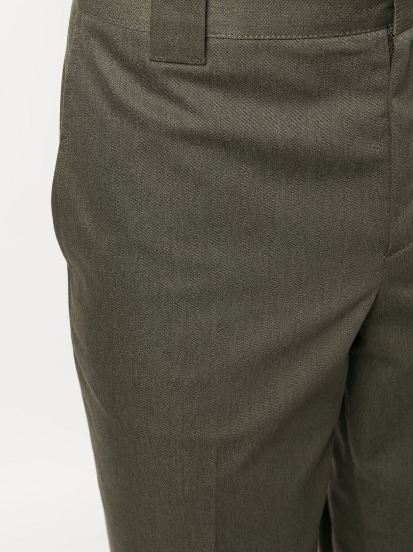 Golden Goose Straight-Leg Green Trousers With Cuffed Hems