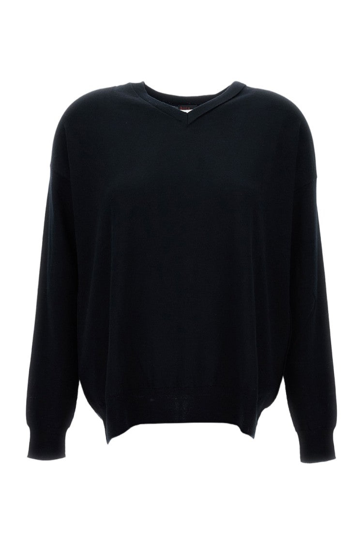 Hira Ribbed V-Neck Sweater With Cropped Silhouette