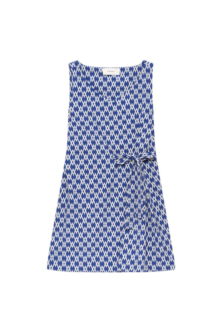 Maliparmi Diamond Glow Blue/White Diamond Pattern Sleeveless Top