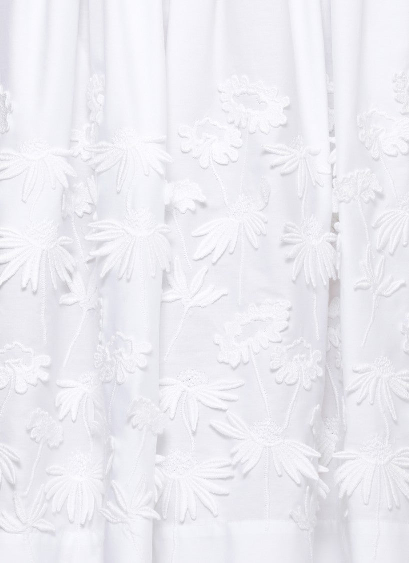 Parosh Cubo26 Floral Embroidered Cotton Dress With Flared Hem