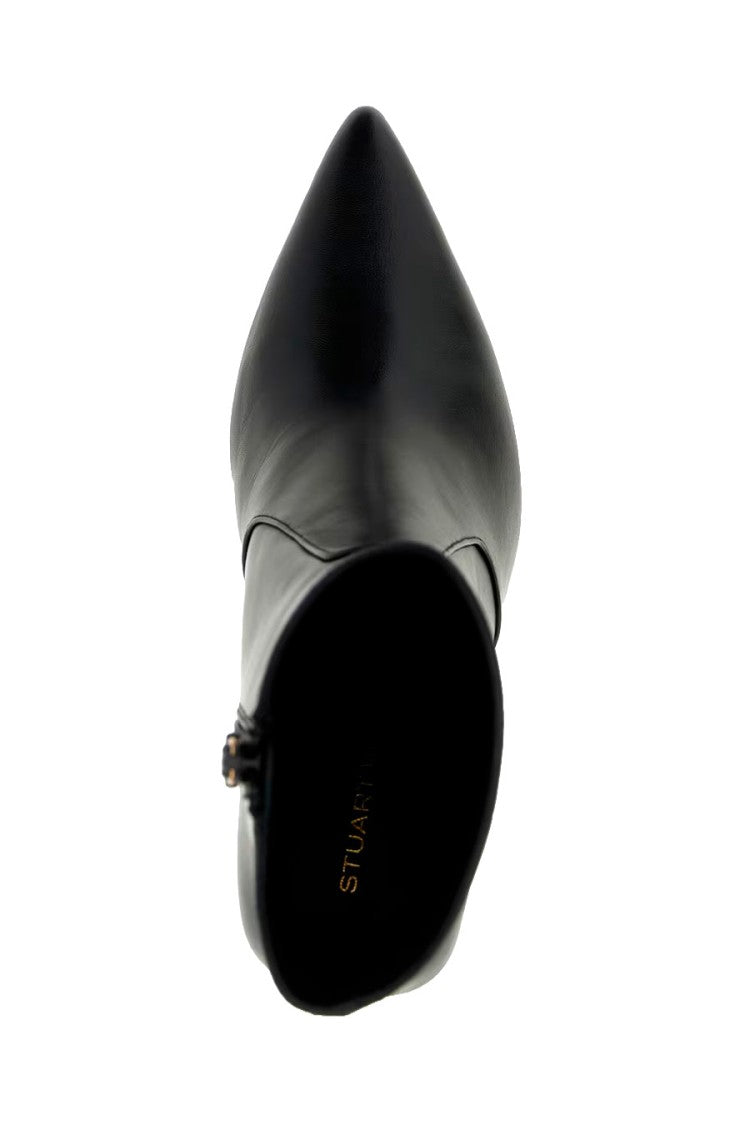 Stuart Weitzman Black Leather Stiletto Ankle Bootie