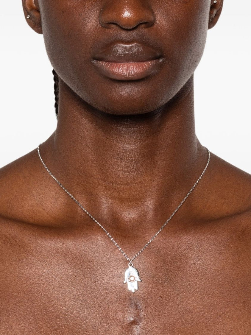 Vivienne Westwood Silver Hand-Shaped Pendant Crystal Necklace