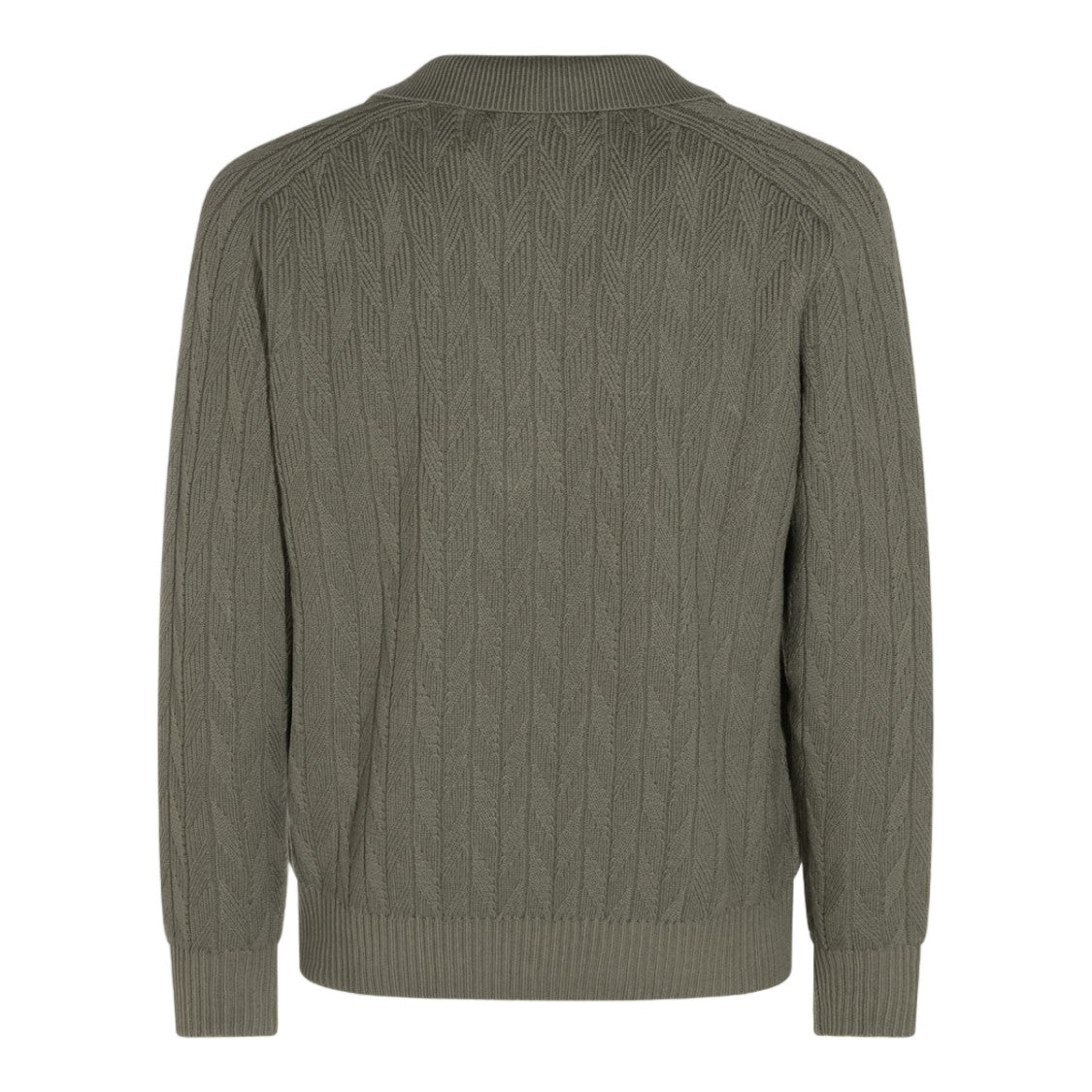Canali Textured Knit Sweater With Open Collar And V-Neckline