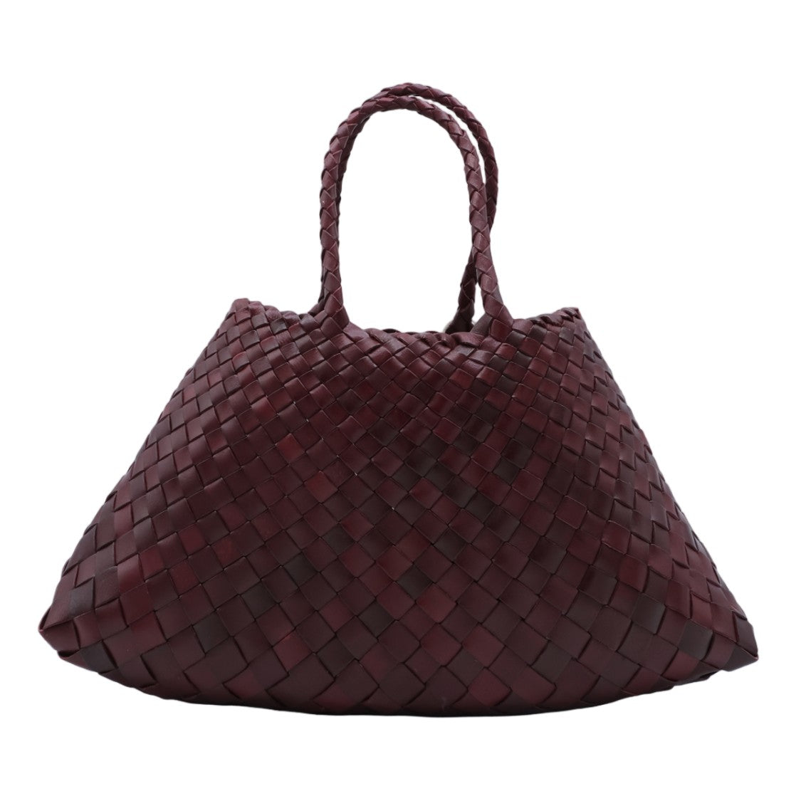Dragon Diffusion Spacious Woven Bag With Braided Handles In Rich Burgundy