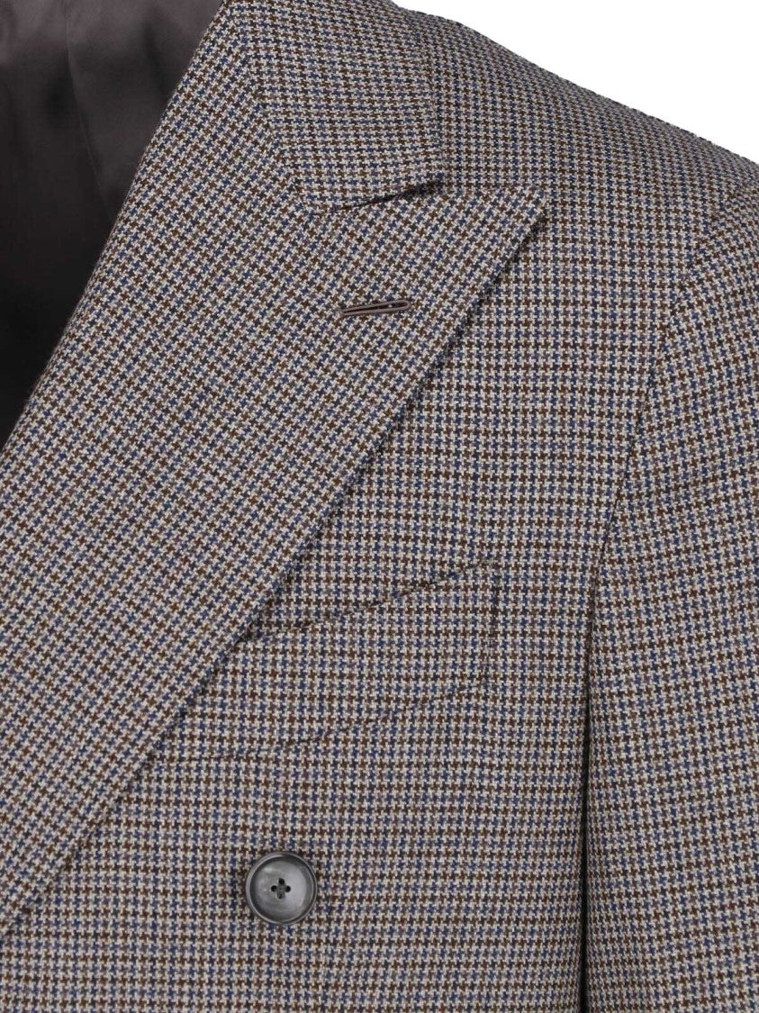 Caruso Multicolor Double-Breasted Peaked-Lapels Wool Suit