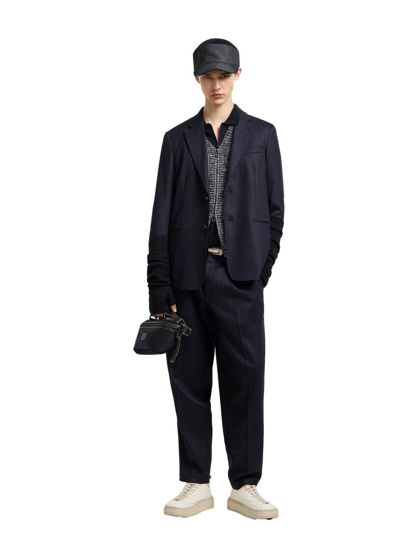 Emporio Armani Navy Blue Stretch Virgin Wool Trousers