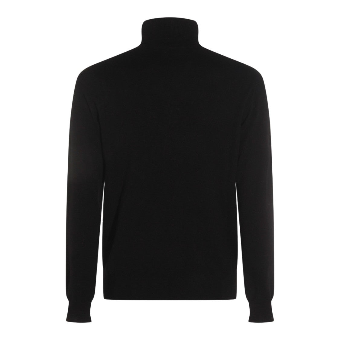 Malo Fine-Knit Black Turtleneck Sweater With Ribbed Detailing