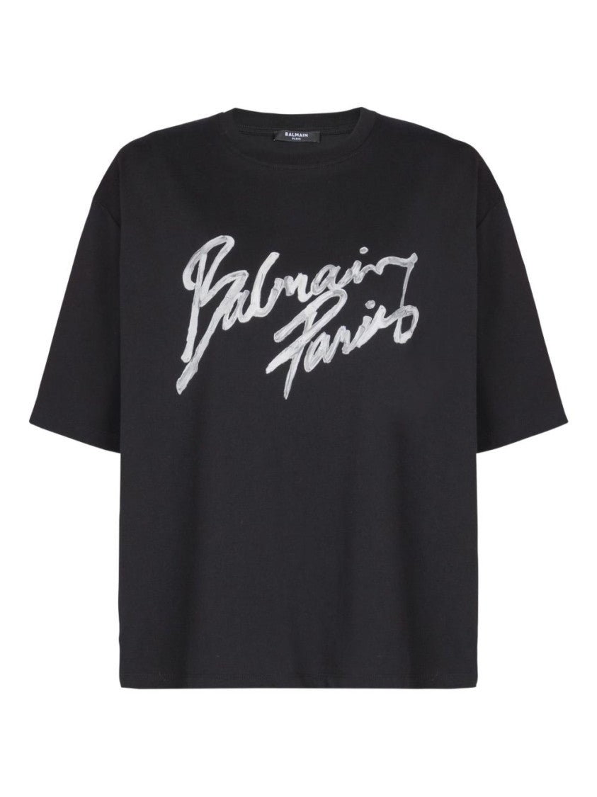 Balmain Short-Sleeved T-Shirt With Handwritten Graphic
