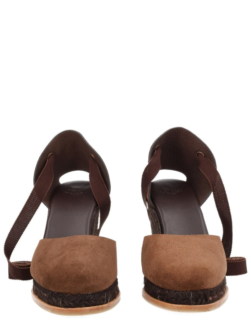 Castaner Warm Brown Camila Braided Wedge Suede Espadrilles