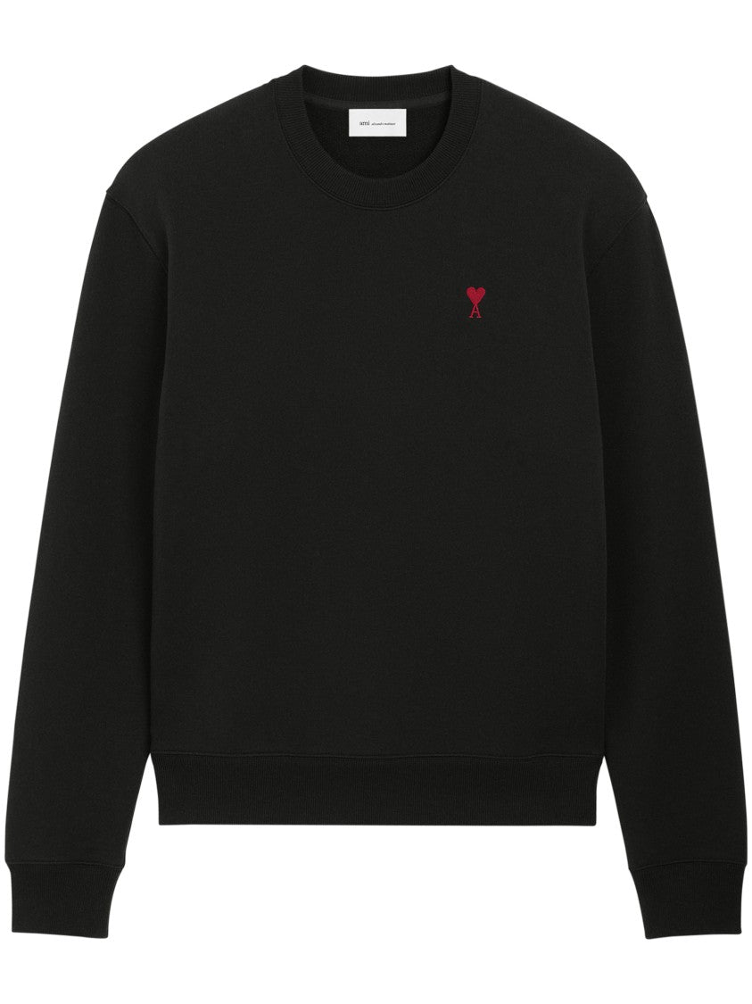 Ami Paris Relaxed Fit Black Sweatshirt With Heart Emblem