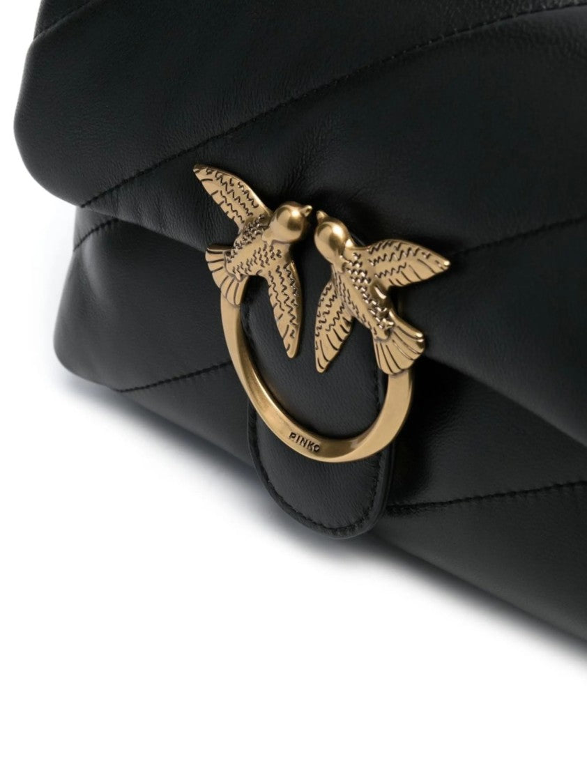 Pinko Quilted Shoulder Bag With Gold-Tone Bird Motif