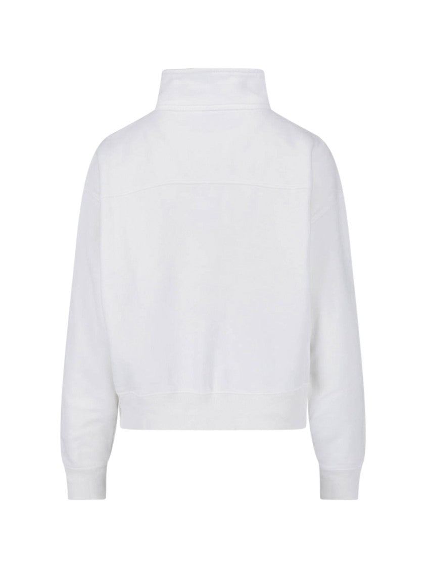 Sporty And Rich Cropped Sweater With High Collar And Embroidered Logo