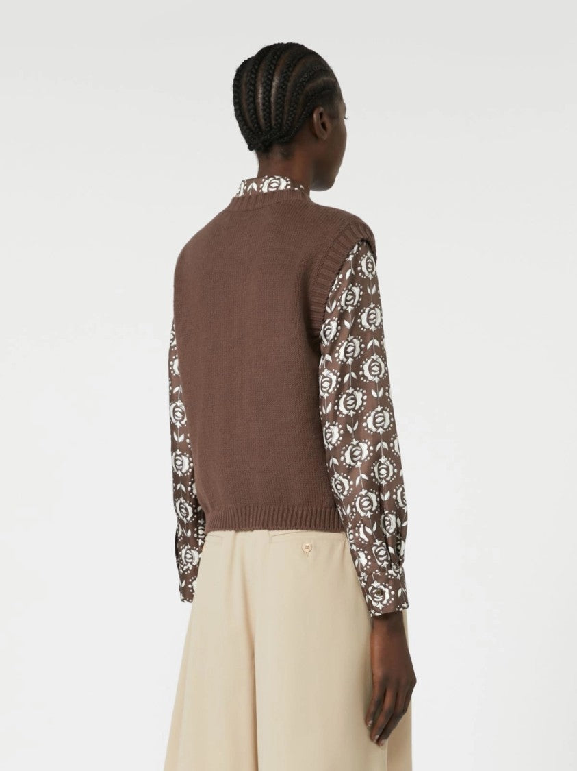 Max Mara Chocolate Brown Caprara Knit Vest