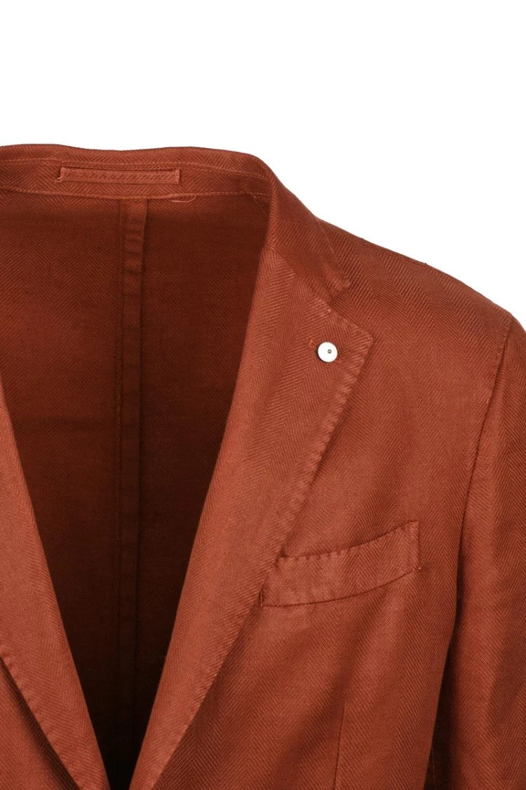 L.B.M. 1911 Slim Fit Blazer Linen Cotton - Rust