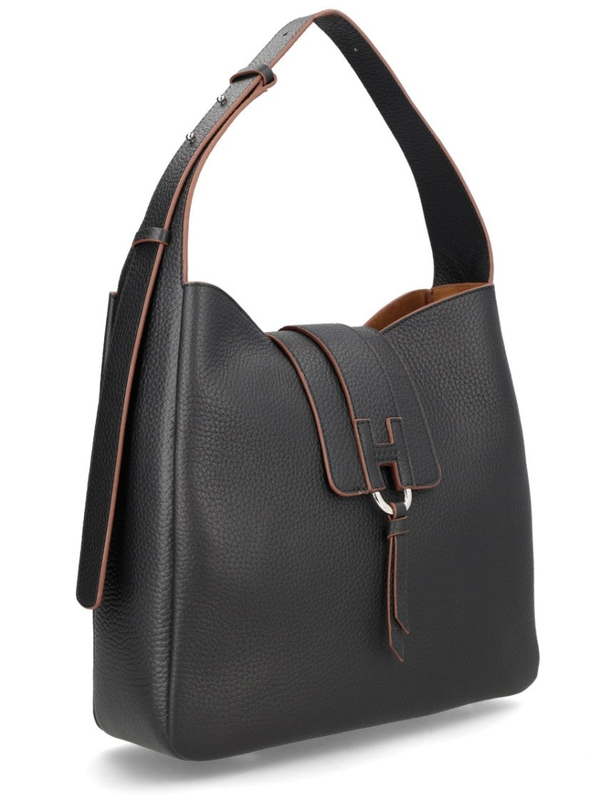 Hogan Black Trend H Shaped Flap Shoulder Bag