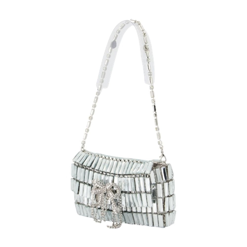 Self-Portrait Crystal Bow Mini Shoulder Bag - Metal - Silver