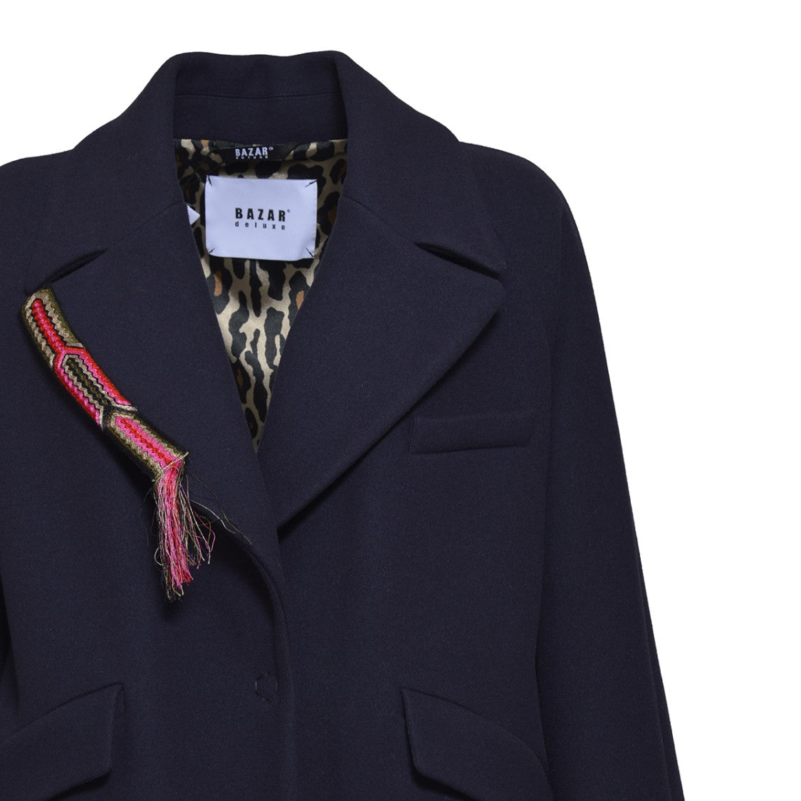 Bazar Deluxe Single-Breasted Blue Wool Coat With Detail