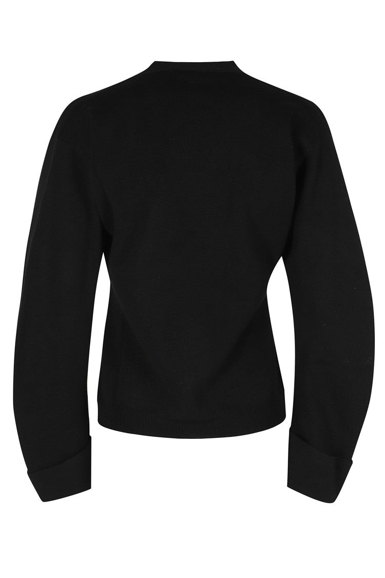 Erika Cavallini Pietro Black V-Neck Virgin Wool Cardigan