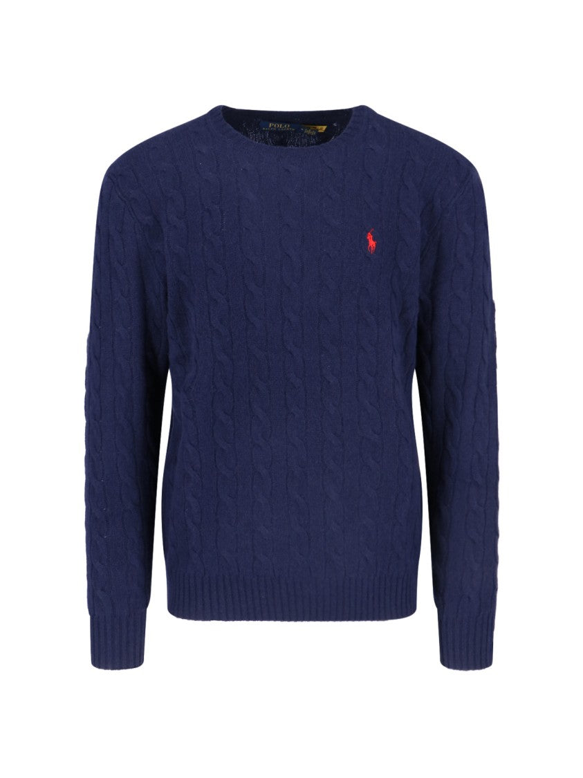 Polo Ralph Lauren Classic Cable Knit Sweater With Embroidered Logo