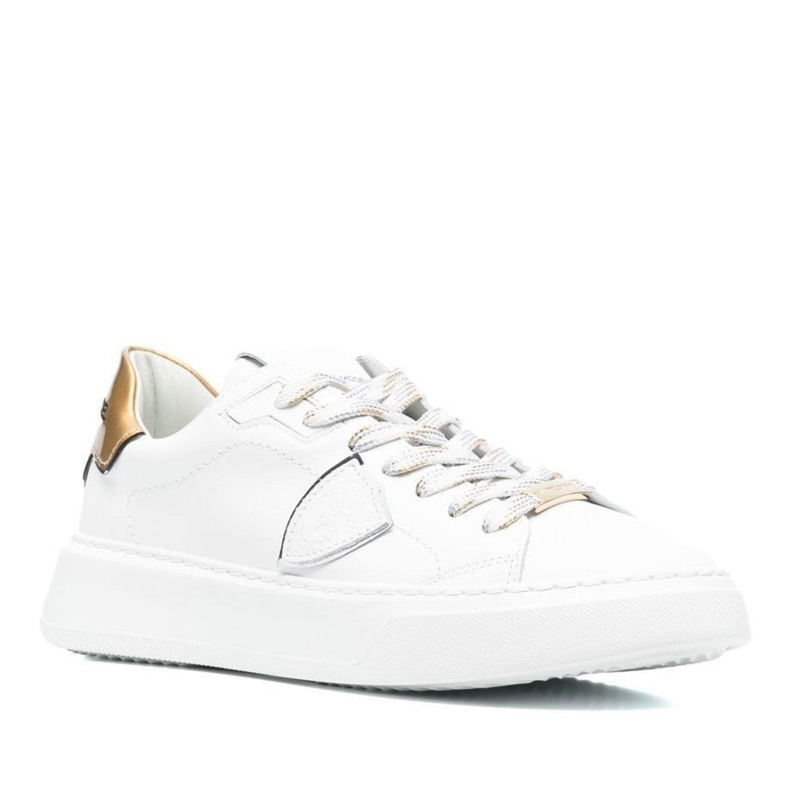 Philippe Model Paris Black Temple Low Leather Low-Top Metallic Sneakers