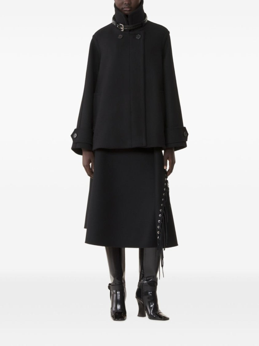 Lanvin Structured Short Coat With Ribbed Collar And Buckle Detail