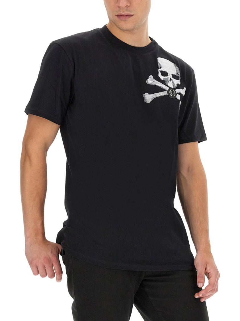 Philipp Plein Skull And Crossbones Logo Black T-Shirt