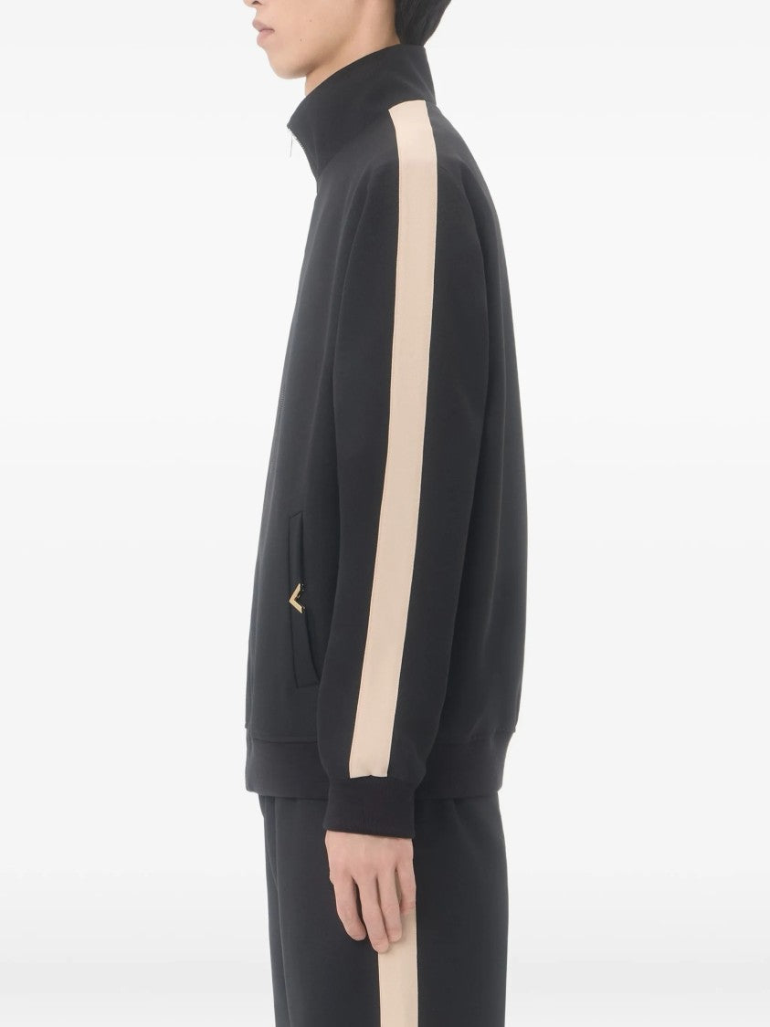 Valentino Black Jersey Sweatshirt Vgold Polyester Jacket