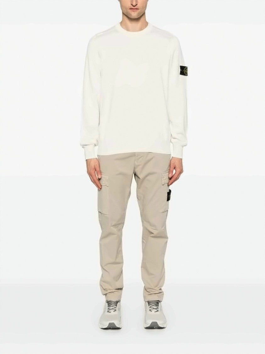 Stone Island Crewneck Knit Sweater With Distinctive Sleeve Patch