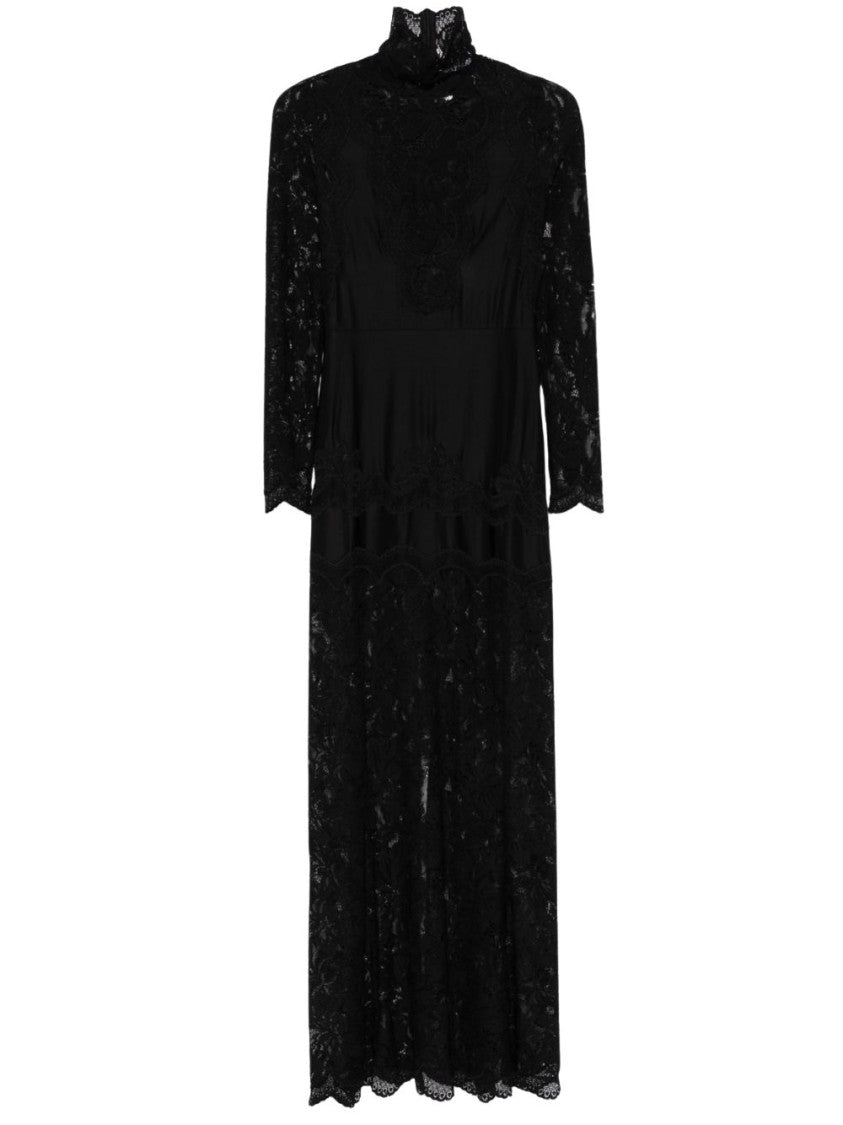 Rabanne Long Sleeve Black Lace Evening Dress
