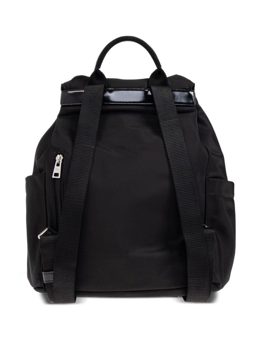 Tory Burch Foldable Black Backpack With Drawstring Closure